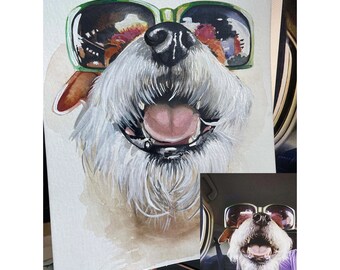 Custom pet portrait, Dog portrait custom painting, Pet portrait, Dog Portrait, Handmade gift, pet portrait from photo, gift for dog owner