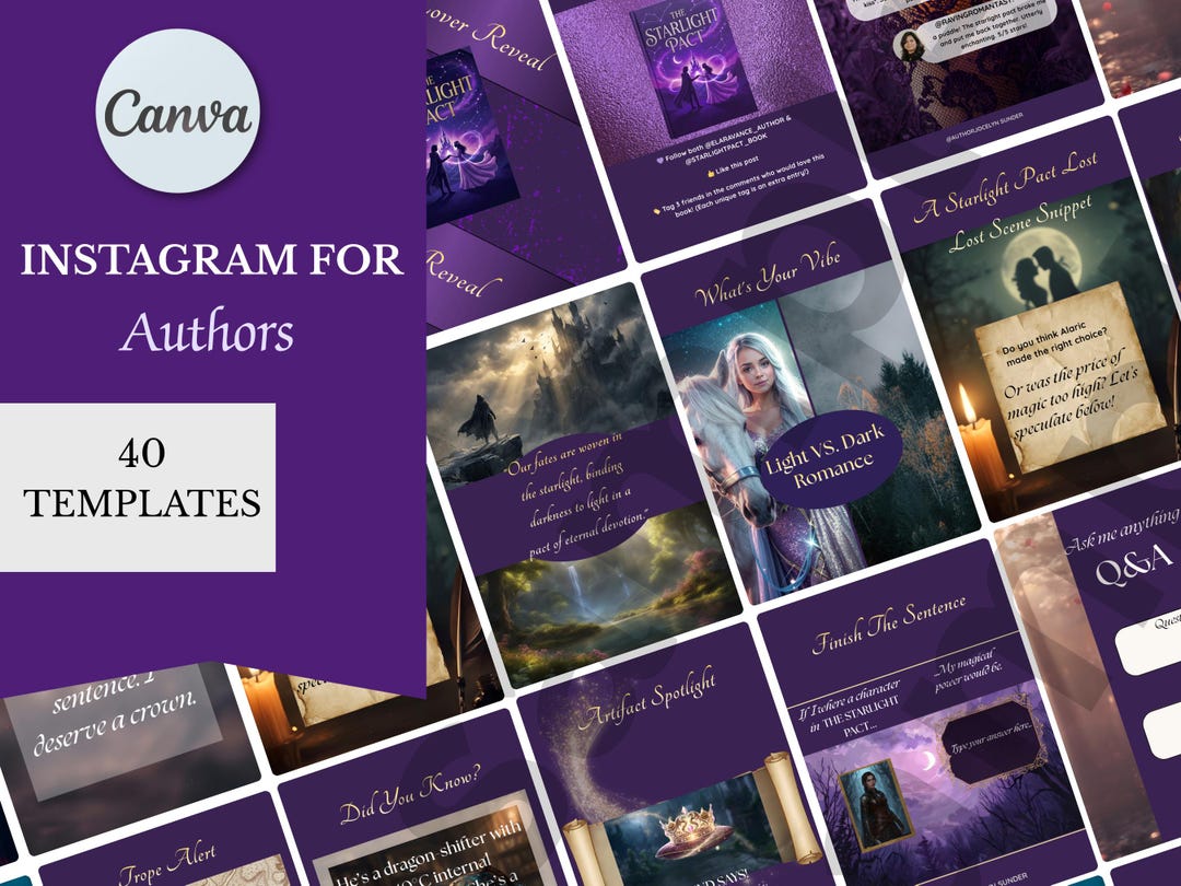 40 Author Instagram Templates for Book Marketing | Canva Social Media ...