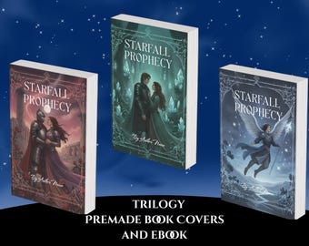 Premade Romantasy Trilogy Book Covers | Epic Fantasy Ebook Cover Set | Magic, Crystals, & Celestial Aesthetic | Custom Kindle KDP Covers