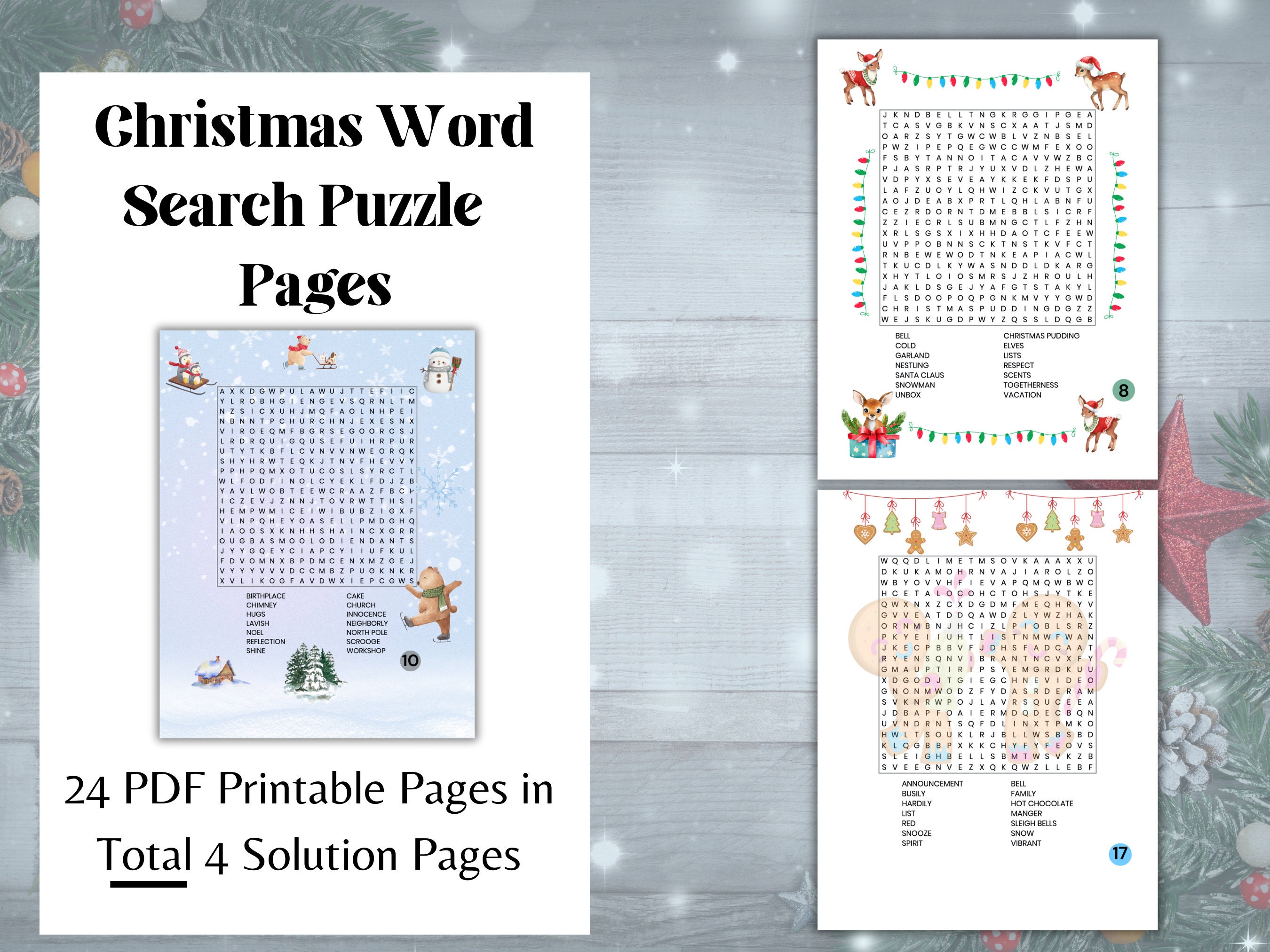 Christmas Word Search Instant Download Pdf Print Christmas Party Game ...