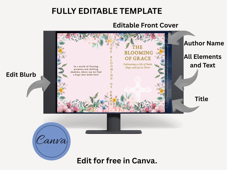Christian Book Cover Template for Canva: Inspirational Design Digital Download image 6