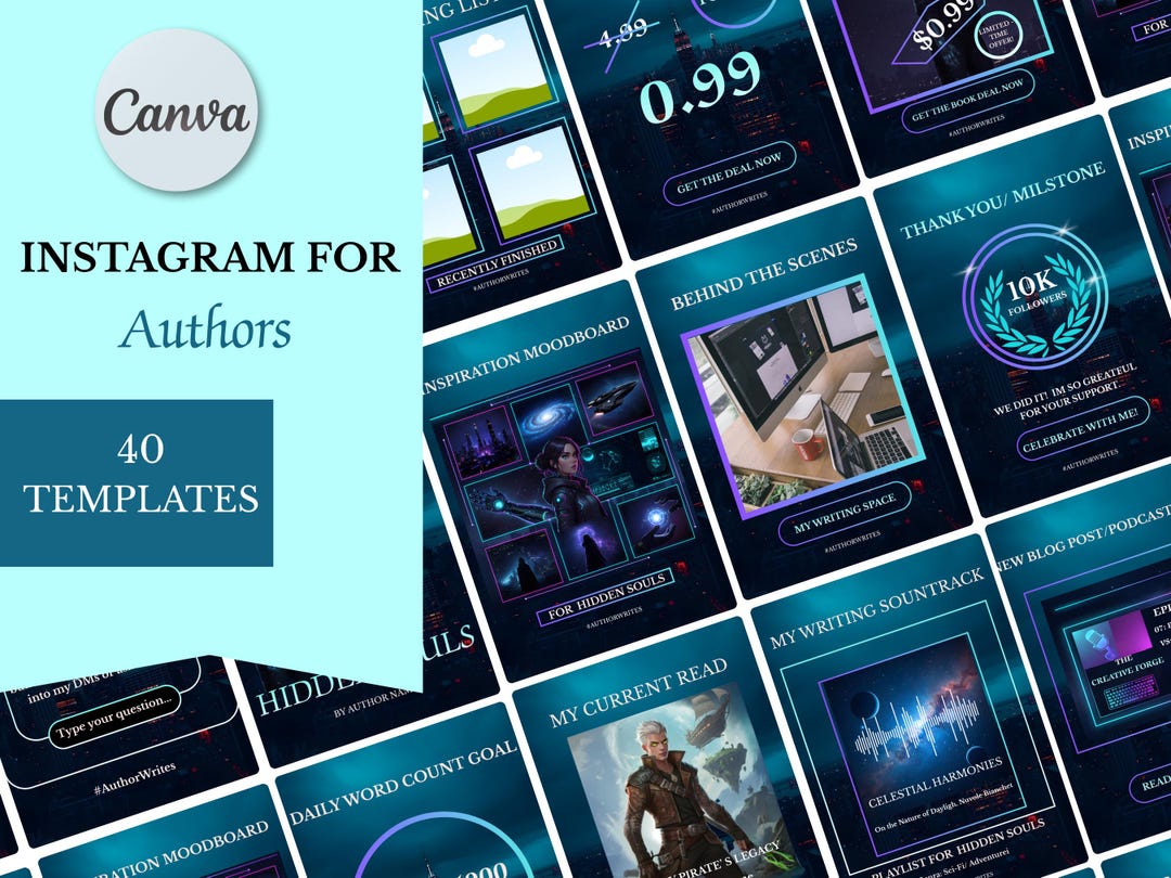 40 Author Instagram Templates for Book Marketing | Canva Social Media ...