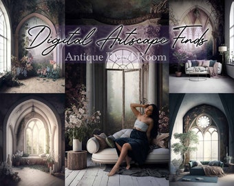 18 Antique Floral Room Digital Backdrops, photoshop overlays, maternity backdrops, photography backdrop,photo editing,wedding photo backdrop