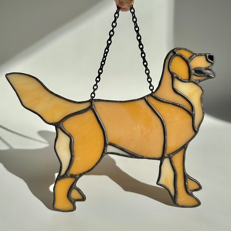Golden Retriever Stained Glass Suncatcher a Handmade Etsy