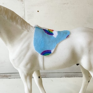 Rainbow bareback pad for model horses. (Horse NOT included)