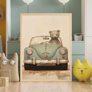 Nursery Decor Car, Car Decor For Boys Room, Boy's Bedroom Decor, Toddler Room Decor Boy, Vintage Nursery Wall Art Boy, Printable Art