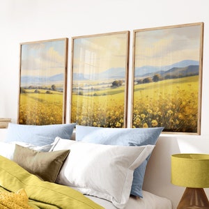 Canola Flower Wall Art, Countryside Landscape Art, Floral Home Decor, Rapeseed Field Print, Yellow Flowers Painting, Printable Art