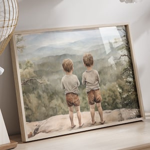 Brothers Print, Boy Adventure Nursery, Little Boys Room Decor, Brothers Painting, Brothers Bedroom Decor, Nursery Nature Decor,PRINTABLE Art