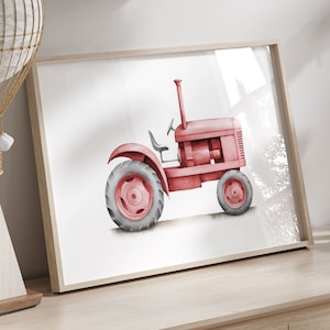 Retro Tractor Print, Farm Nursery Wall Art, Farmhouse Nursery Decor, Vehicle & Transportation Nursery Wall Art, PRINTABLE Boys Room Decor