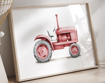 Retro Tractor Print, Farm Nursery Wall Art, Farmhouse Nursery Decor, Vehicle & Transportation Nursery Wall Art, PRINTABLE Boys Room Decor