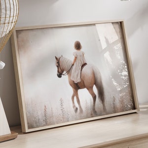 Horse Nursery Decor, Girl and Horse Wall Art, Girls Room Decor, Horse Riding Wall Art, Vintage Equestrian Wall Decor,PRINTABLE Girl Wall Art