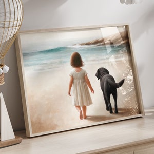 Black Labrador Nursery Art, Girl & Dog Art, Dog Nursery Decor, Lab Wall Art, Girls Dog Decor, Labrador Retriever Print, PRINTABLE Dog Decor