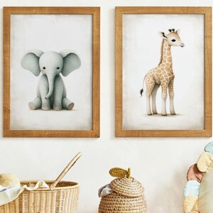 Elephant & Lion Baby Safari Animals, Safari Nursery Art, Kids Room Decor, Vintage Nursery Animal Art,  Nursery Animals, PRINTABLE Kids Art