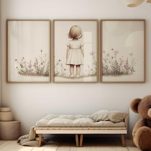 Wildflower Nursery Decor, Girly Toddler Girl Decor, Portrait, Floral Girls Room, Wildflower Field Art Print, Printable Wall Art for Girls