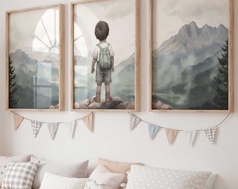 Adventure Nursery Decor, Nursery Nature Decor, Mountain Nursery, Toddler Room Decor Boy, Sage Green Nursery, Printable Boys Room Wall Art
