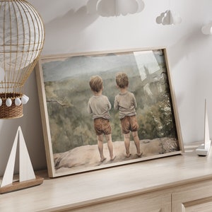 Twin Boys Wall Art, Twin Print Boy, Brothers Print, Boy Adventure Nursery, Little Boys Room Decor, Outdoors Nursery Decor,PRINTABLE Kids Art