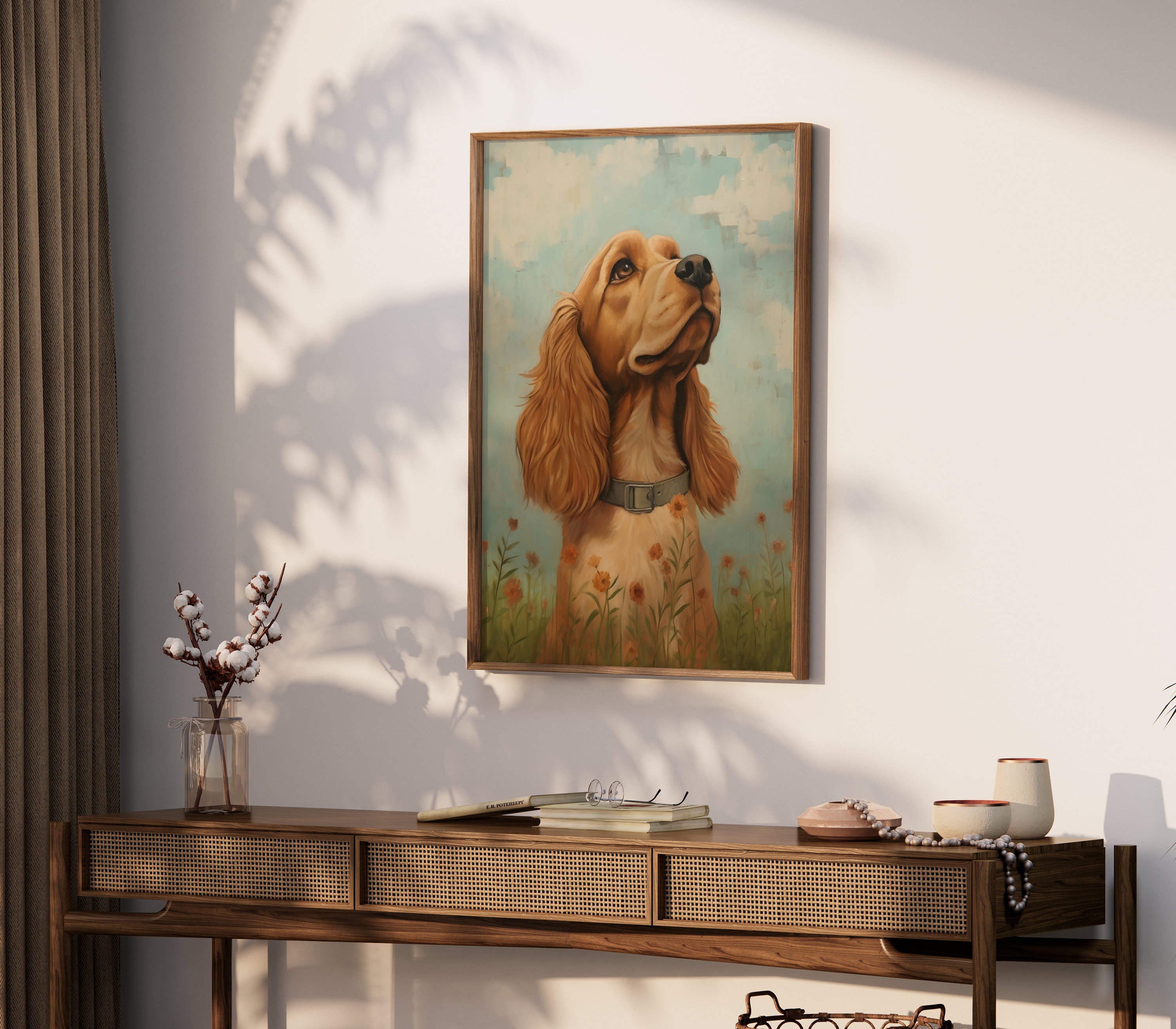 Cocker Spaniel Wall Art - Printable Art - Vintage Dog Portrait Amidst ...