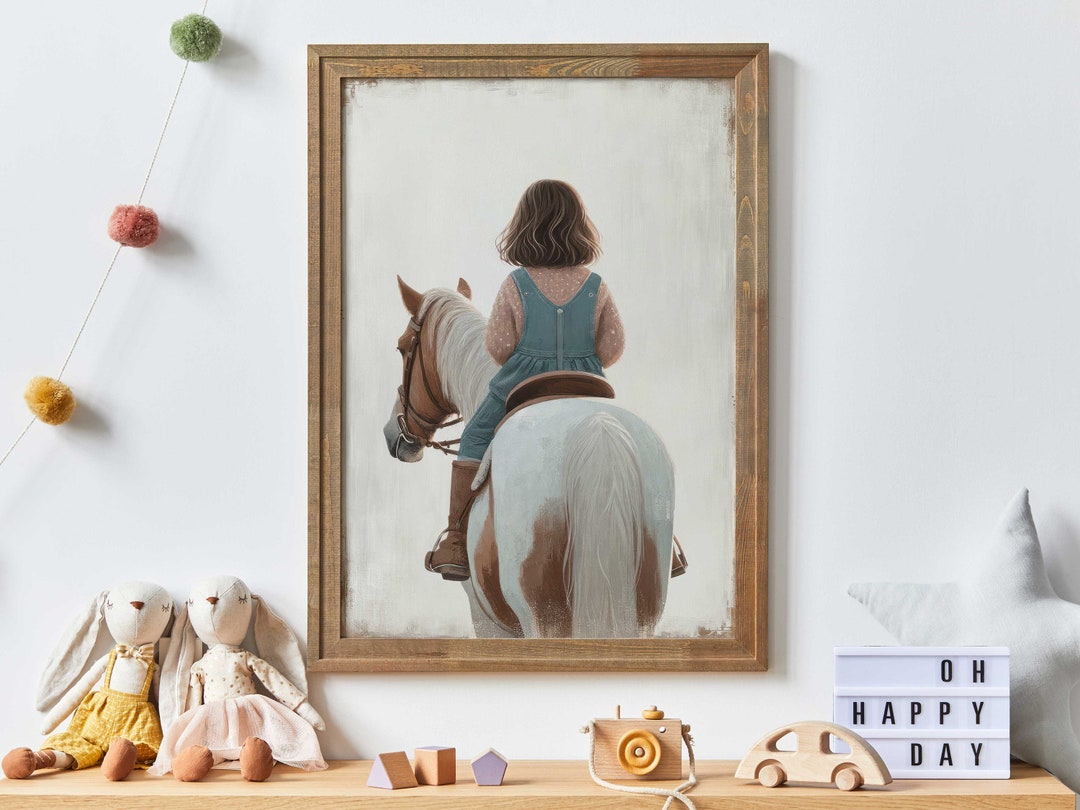 Girl & Horse Painting, Horse Riding Art, Girls Room Decor, Nursery