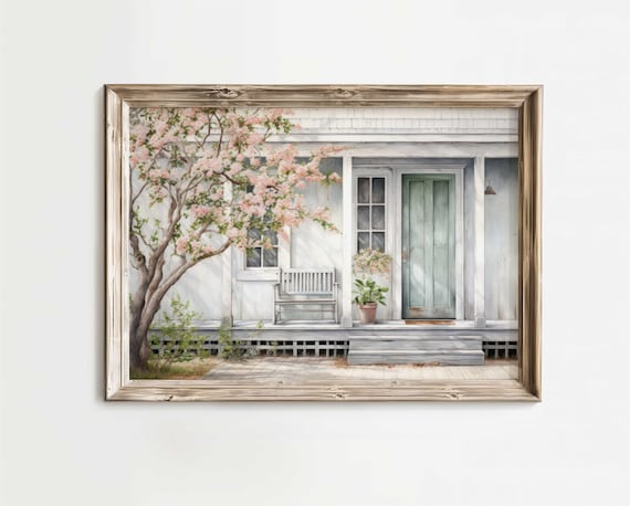 Country House Painting, Countryside Wall Art, Rural House Wall Art, Farmhouse Decor, Rustic Country Home, PRINTABLE Farmhouse Wall Decor