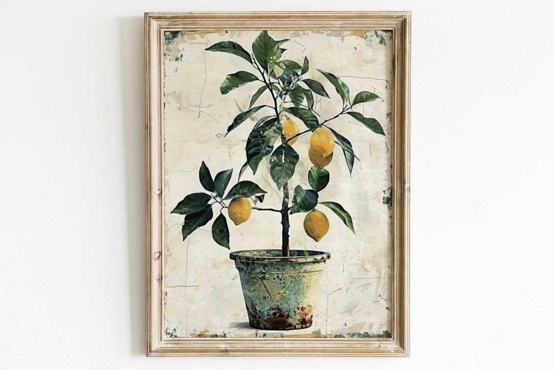 Fruit Kitchen Wall Art , Lemon Tree Print, Vintage Floral Wall Art ...