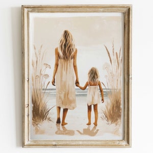 Mother Daughter Art Print, mère de jardin, mère aimante fille ...
