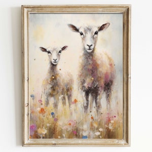 Sheep Wall Decor, Lamb Art Print, Modern Farmhouse Wall Decor, Farm Animal Wall Art, Vintage Animal Nursery Decor, PRINTABLE Farm Themed Art