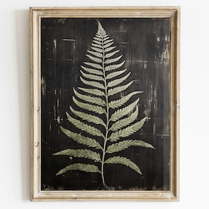 Fern Print, Fern Wall Art, Black Botanical Art, Rustic Home Decor, Black Wood Inspired Art, Plant Art Print, Printable Vintage Wall Decor