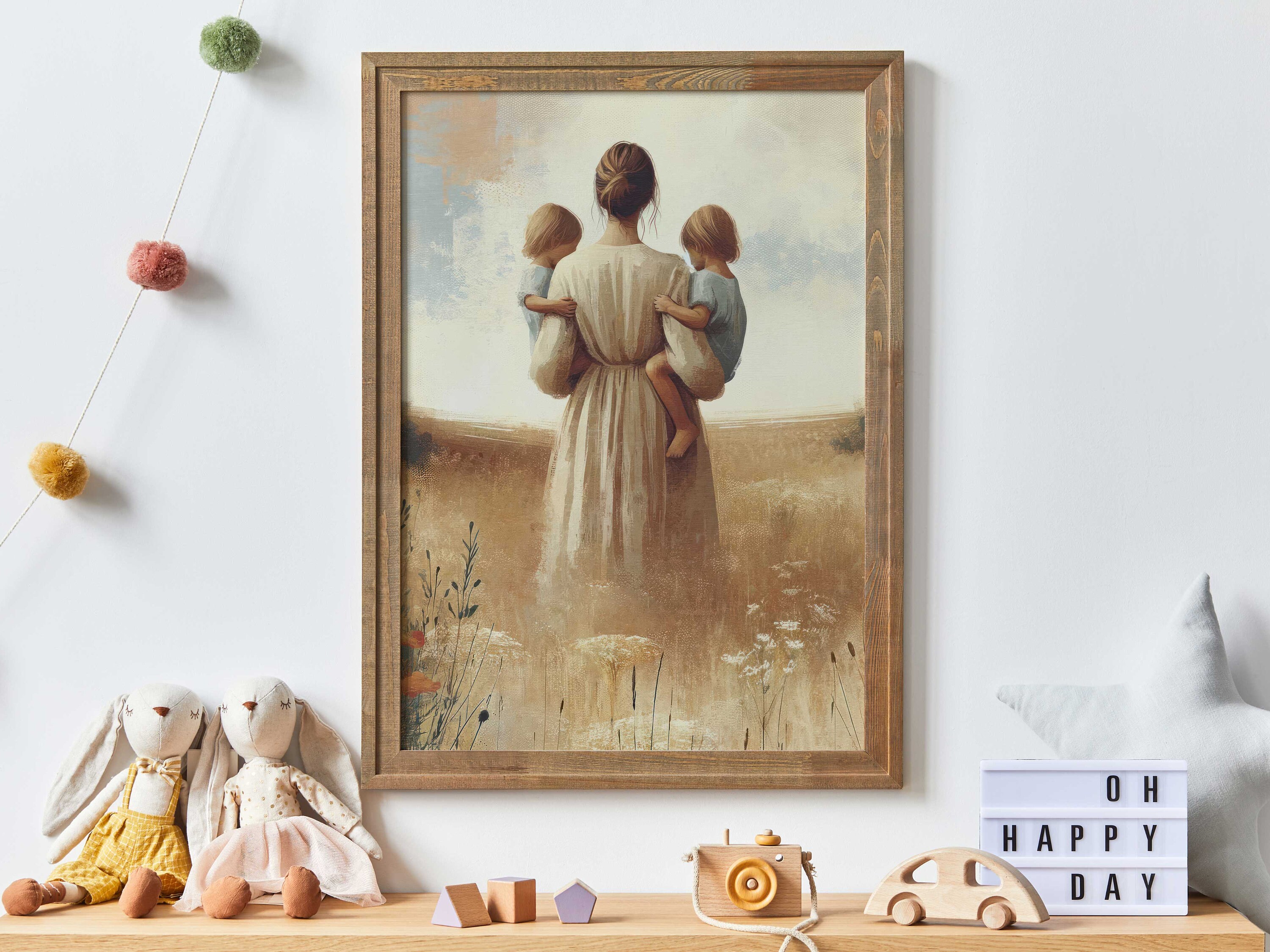 Mother & Daughters Wall Art, Twin Daughter Print, Sisters Art Print ...