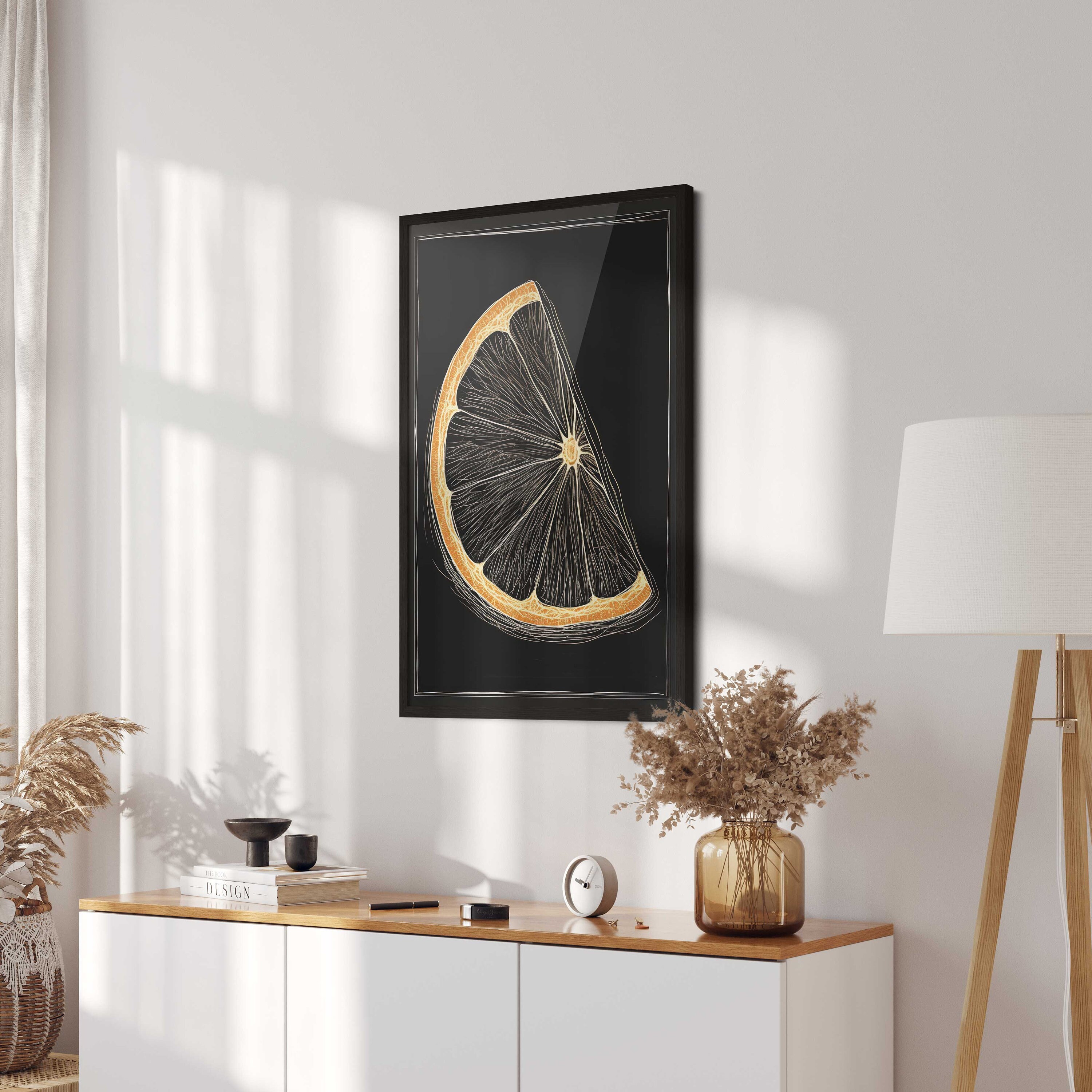 Chic Lemon Slice Chalkboard Wall Art - Bold Citrus Printable
