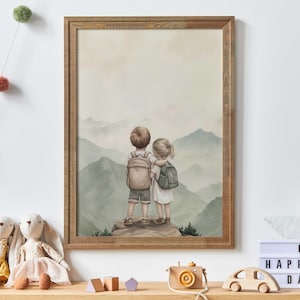 Brother and Sister Wall Decor, Sibling Portrait, Boy & Girl Painting, Brother Sister Art, Two Sibling Print, Printable Sibling Room Decor