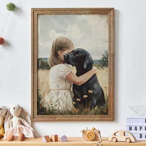 Lab Nursery Decor, Black Lab Wall Art, Dog Nursery Wall Art, Dog Girls Room Decor, Black Labrador Retriever Print, Printable Dog Decor Girl