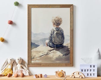 Adventure Nursery Decor Boy, Nursery Mountain Art, Nature Wall Art Kids, Hiking & Camping Theme, Boys Bedroom Art, Printable Kids Wall Art