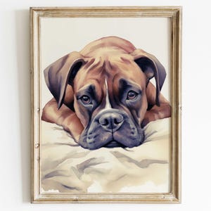 Boxer Dog Wall Art, Rustic Dog Decor, Gift for Boxer Lovers & Owners, Vintage Boxer Portrait, Watercolor Boxer Painting, PRINTABLE Dog Decor