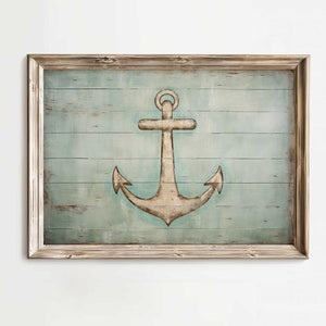 Anchor Wall Decor, Nautical Wall Art, Maritime Painting, Rustic Wall Decor, Vintage Art Print, Wood-sign Inspired Art, PRINTABLE Wall Art,