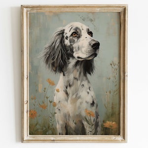English Setter Art Print, English Setter Painting, Vintage Dog Decor, Dog Portrait Painting, English Setter Owner Gift, PRINTABLE Dog Art