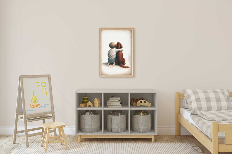 Irish Setter Nursery Decor, Boy and Dog Art Print, Irish Setter Gift, Animal Nursery, Toddler Decor Boy, Dog Nursery Art, Printable Kids Art image 7