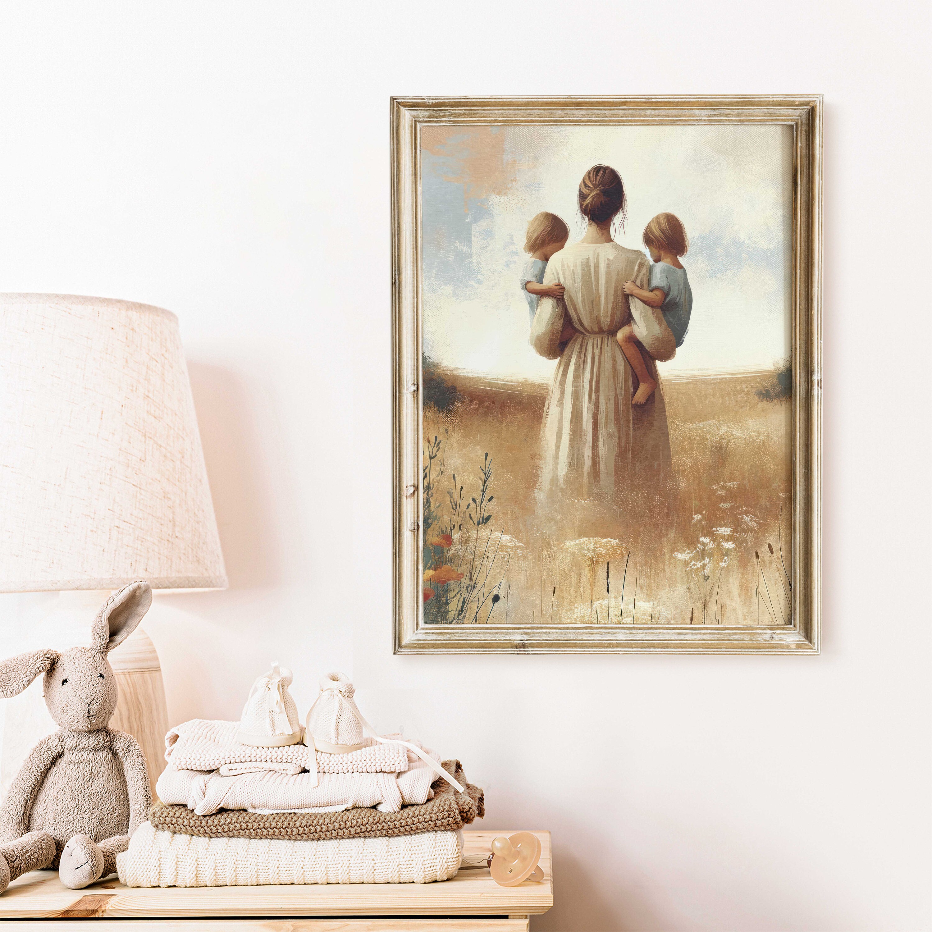 Mother & Daughters Wall Art, Twin Daughter Print, Sisters Art Print ...