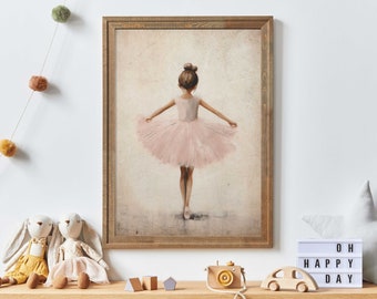 Ballet Nursery Art, Ballerina Nursery Decor, Pink Girl's Room Ballet Dancer Painting, Ballerina Print, PRINTABLE Girl Wall Art