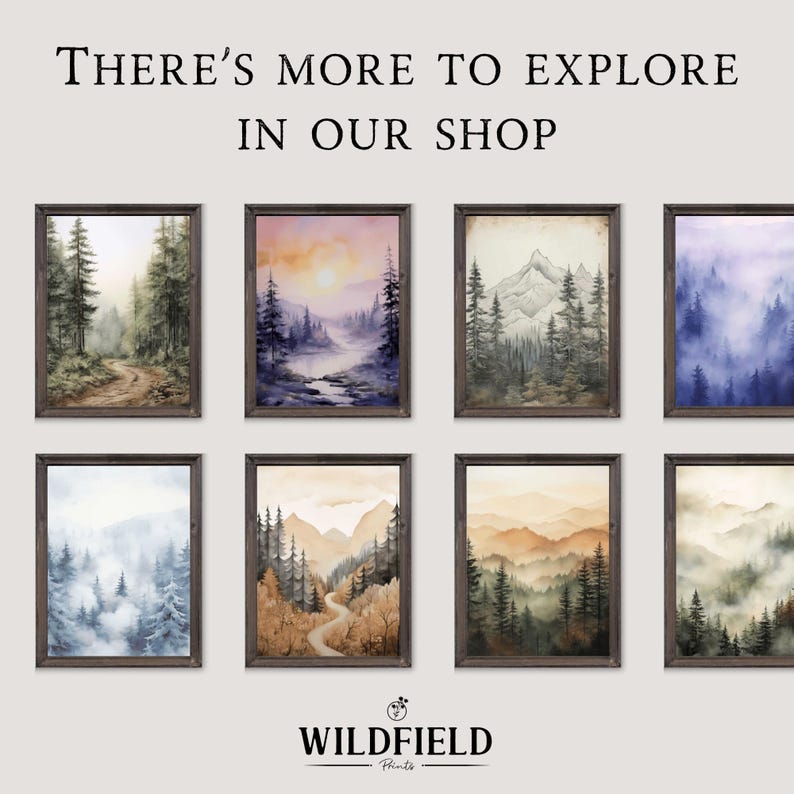Lake & Mountain Wall Art, Watercolor Forest Landscape Painting, Teal ...