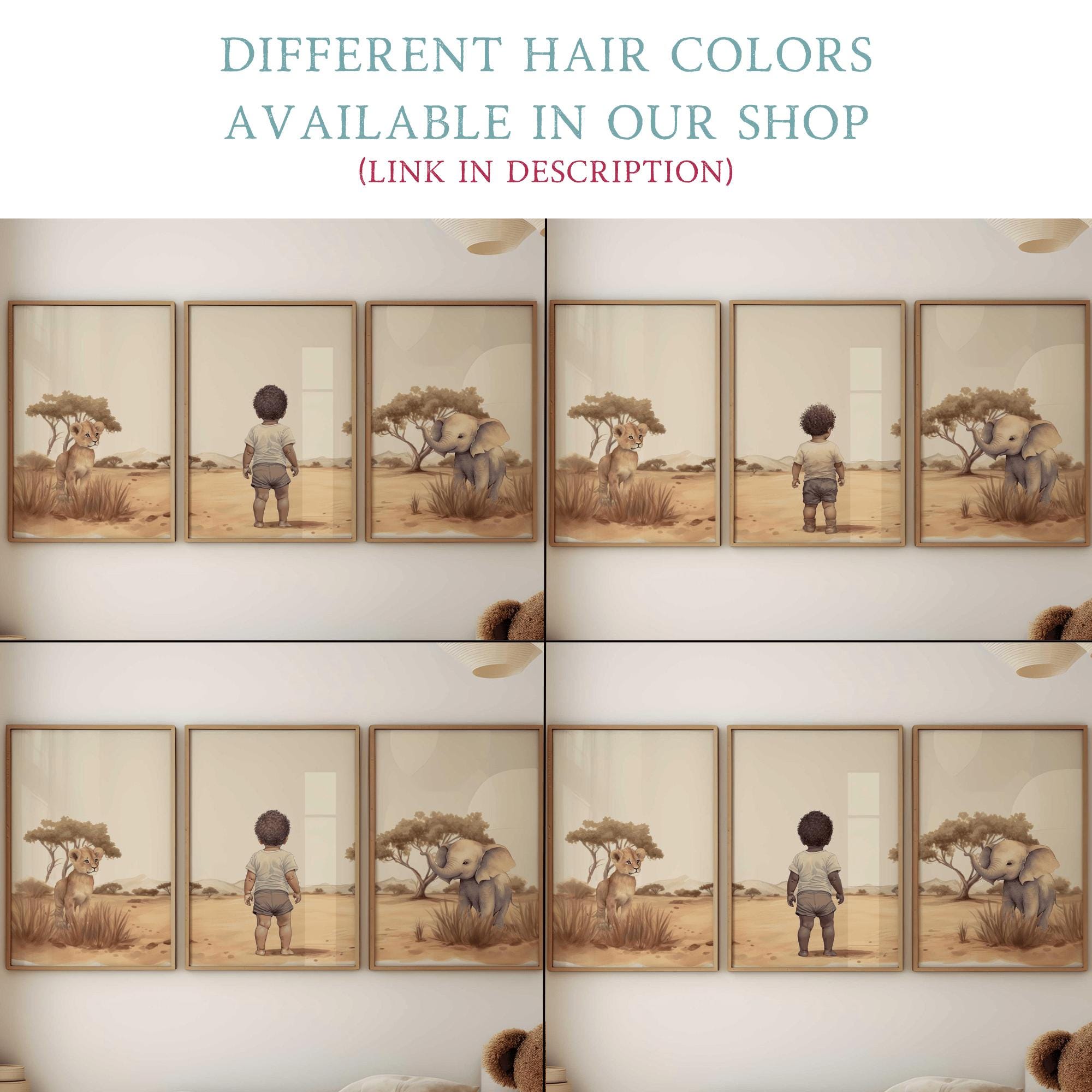 Black Boy Art, Safari Animal Nursery Prints, African-american Boy Wall ...