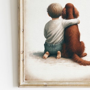 Irish Setter Nursery Decor, Boy and Dog Art Print, Irish Setter Gift, Animal Nursery, Toddler Decor Boy, Dog Nursery Art, Printable Kids Art image 4