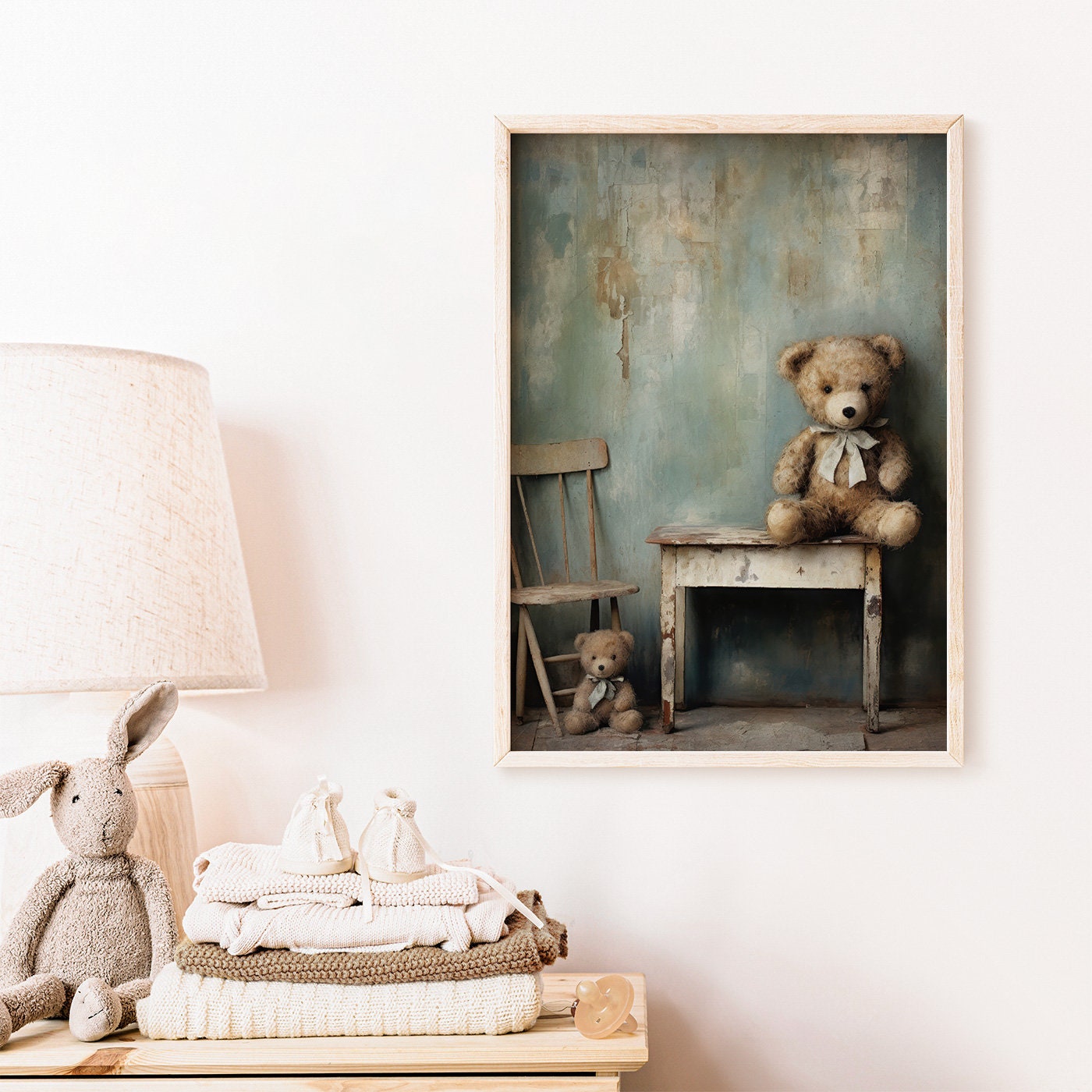 Teddy Bear Nursery Decor, Cute Vintage Baby Room Decor Neutral, Rustic ...