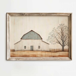 Barn Wall Art, Farmhouse Wall Decor, Vintage Countryside Print, Old Barn Painting, Rustic Home Decor, ePrintable Country Style Home Decor