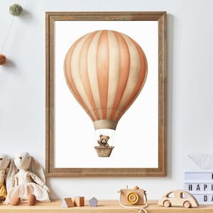 Hot Air Balloon Nursery Print, Cute Teddy Bear Nursery Decor, Hot Air Balloon Baby Shower Gift, Bear Wall Art, PRINTABLE Nursery Wall Art