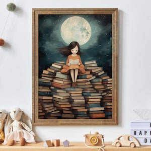 Read Decor, Book Wall Art for Girl's Bedroom or Study Room, Girls Room Decor, Toddler Room Decor, Reading Book Decor, Printable Art