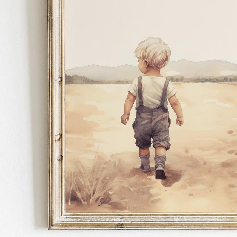 Farm Nursery Decor, Little Farmer Boy Print, Countryside Nursery Art