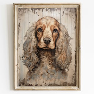Cocker Spaniel Art Print, Vintage Cocker Spaniel Dog Decor, Spaniel Portrait, Gift for Dog Lovers and Spaniel Owners, PRINTABLE Dog Wall Art