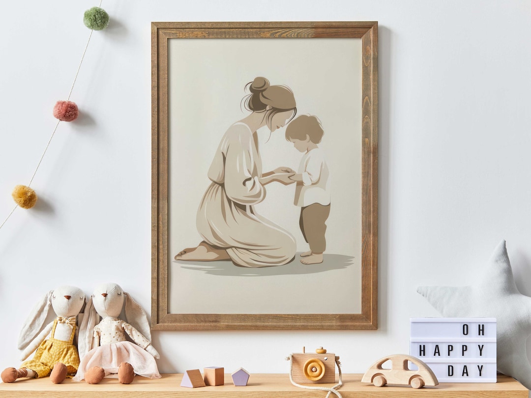 Mother and Son Print, Gift for Mothers, Mom and Child Art Print ...