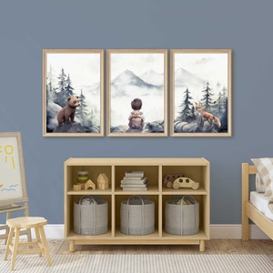 Woodland Nursery Fox & Bear Decor, Forest Animal Prints, Set of 3 ...