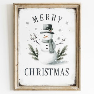 Snowman Nursery Print, Christmas Kids Room Art, Winter Nursery Wall Art, Merry Christmas, Snow Man Wall Decor, PRINTABLE Xmas Nursery Art